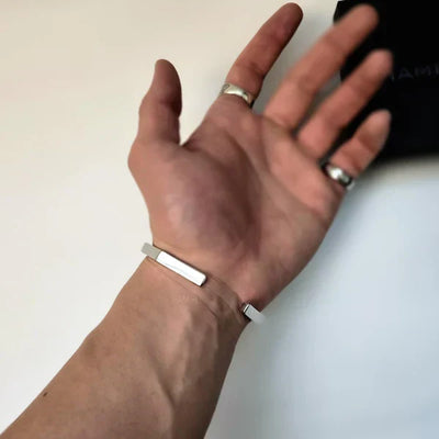 Stainless Steel Hexagon Cuff Bangle