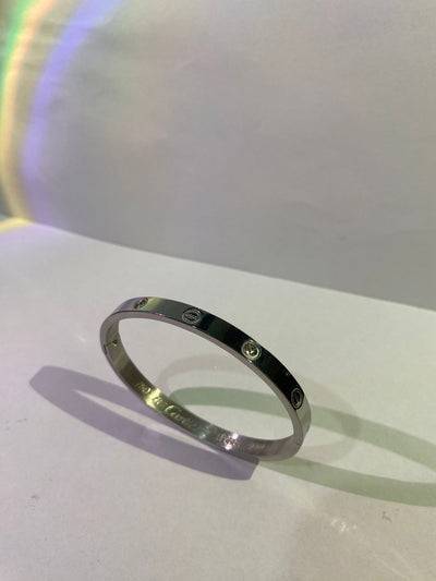 Cartier-Style Stainless Steel Bracelet & Bangle Combo