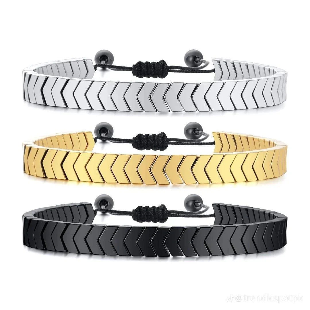 Stainless Steel Hematite Arrow Bracelet
